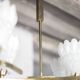 Vintage brass suspension with thick milk glass globe, brass chandelier.