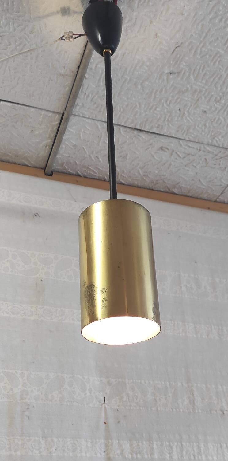 Modernist design pendant light in metal and brass - 50s/60s