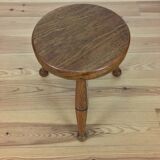 Tabouret tripode chêne massif art déco