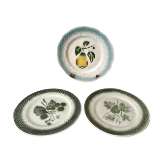 Trio of dessert plates in slurry XIXth