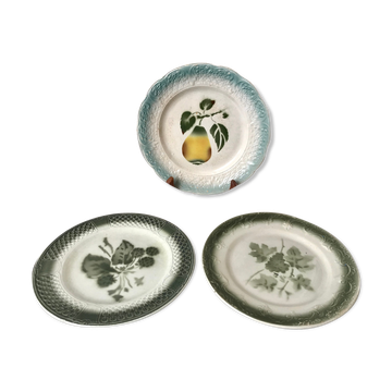 Trio of dessert plates in slurry XIXth