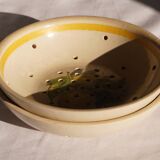 Set of 2 stoneware colanders/strainers, fruit designs, Digoin LML