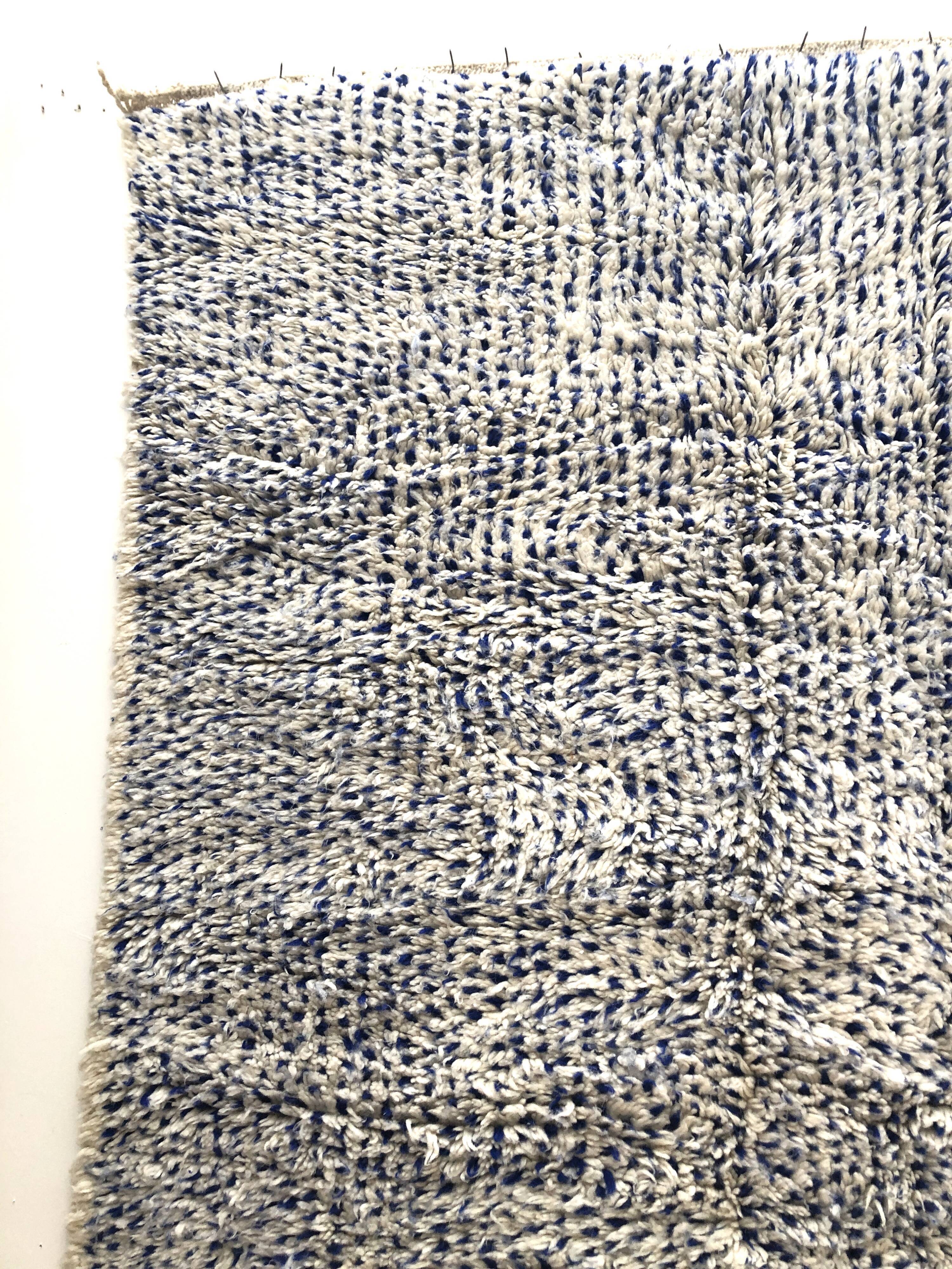 Moroccan Berber carpet Beni Ouarain speckled majorelle blue 2,45x1.56m