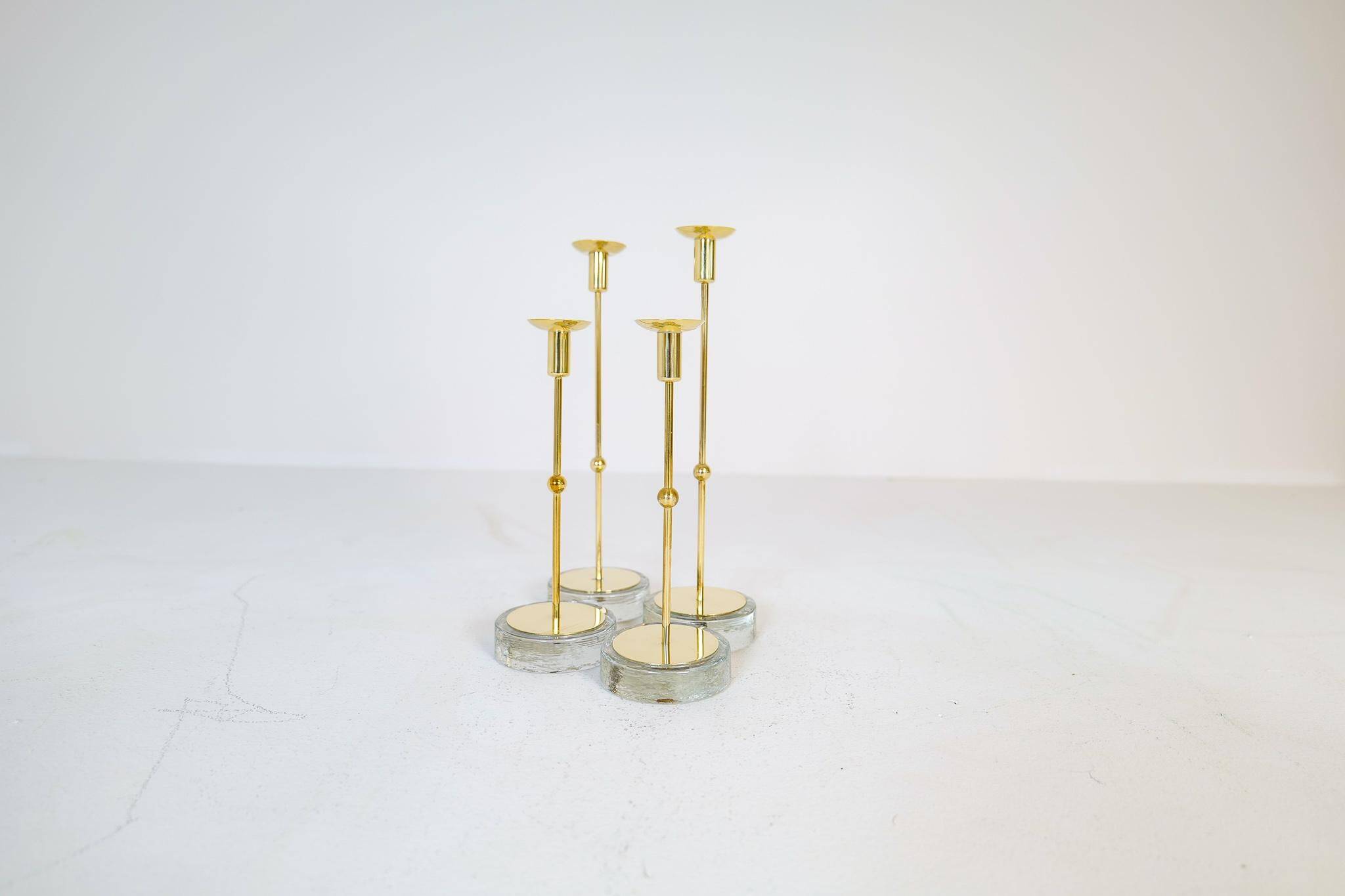 Set of 4 mid-century candle holders Ystad Metall, Sweden, 1950s