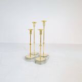Set of 4 mid-century candle holders Ystad Metall, Sweden, 1950s