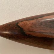 Centerpiece, canoe, wood art, jean gillon, jacaranda, vintage 70