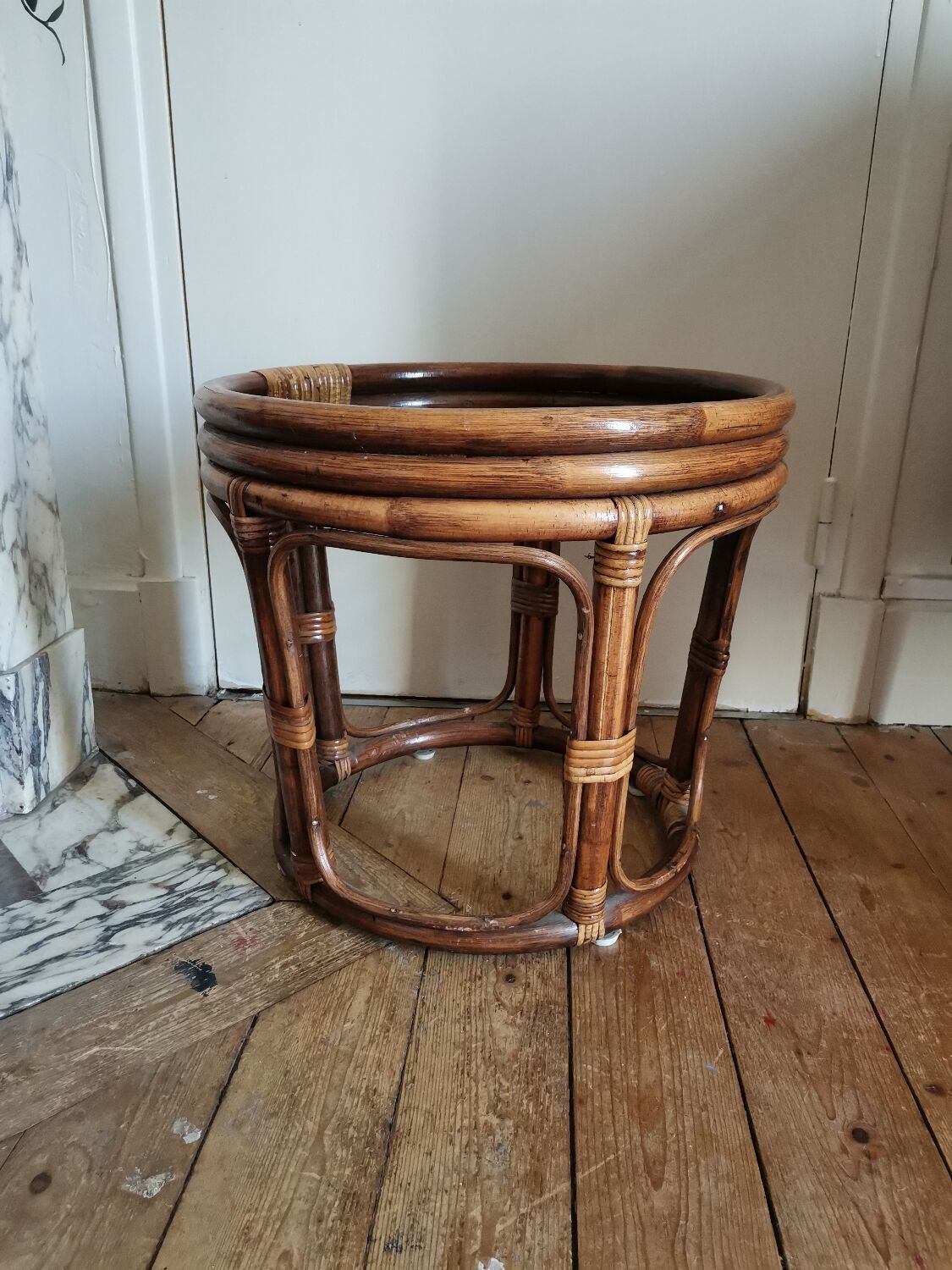Rattan stool pouf