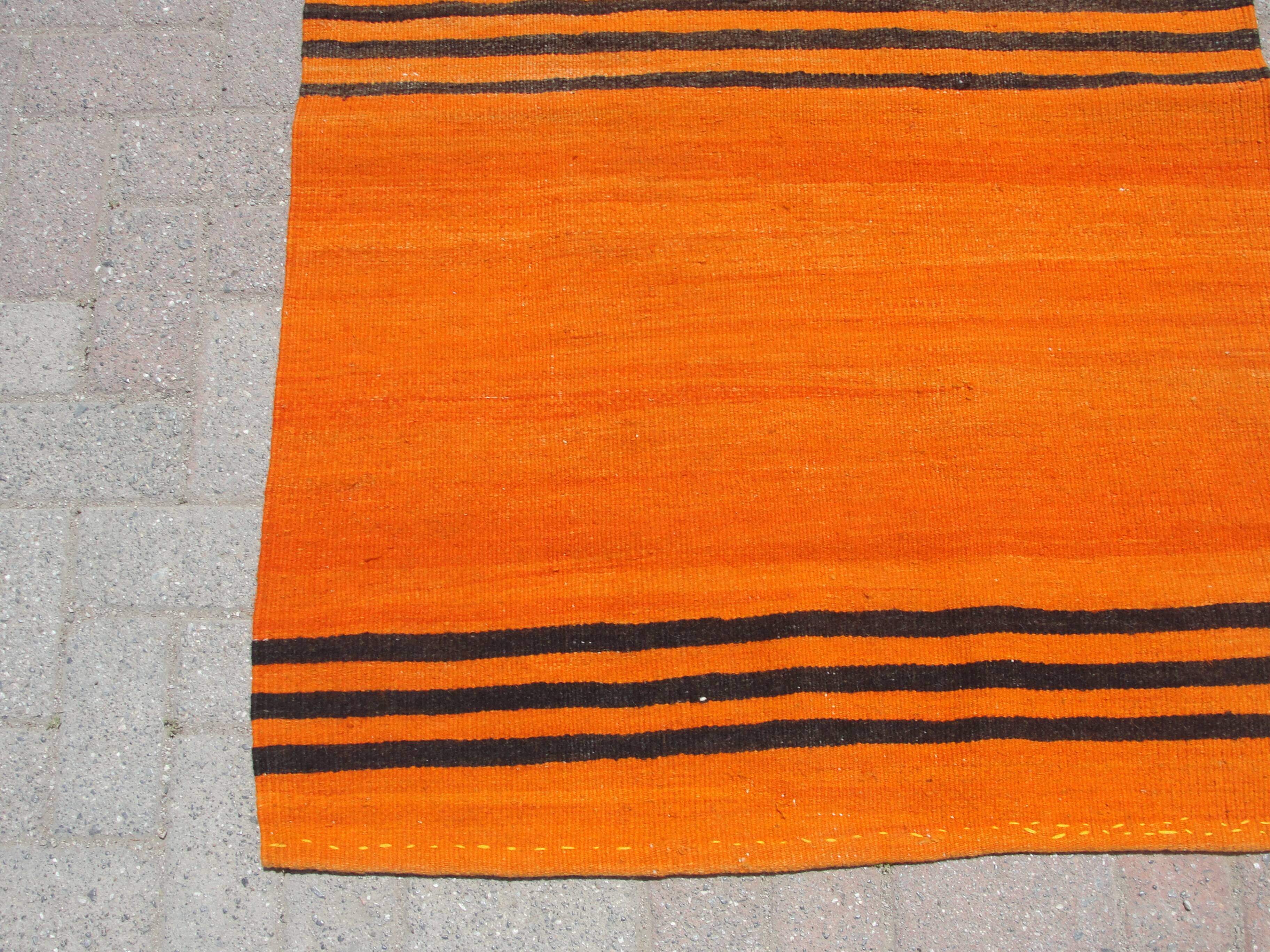 Orange handmade small rugs