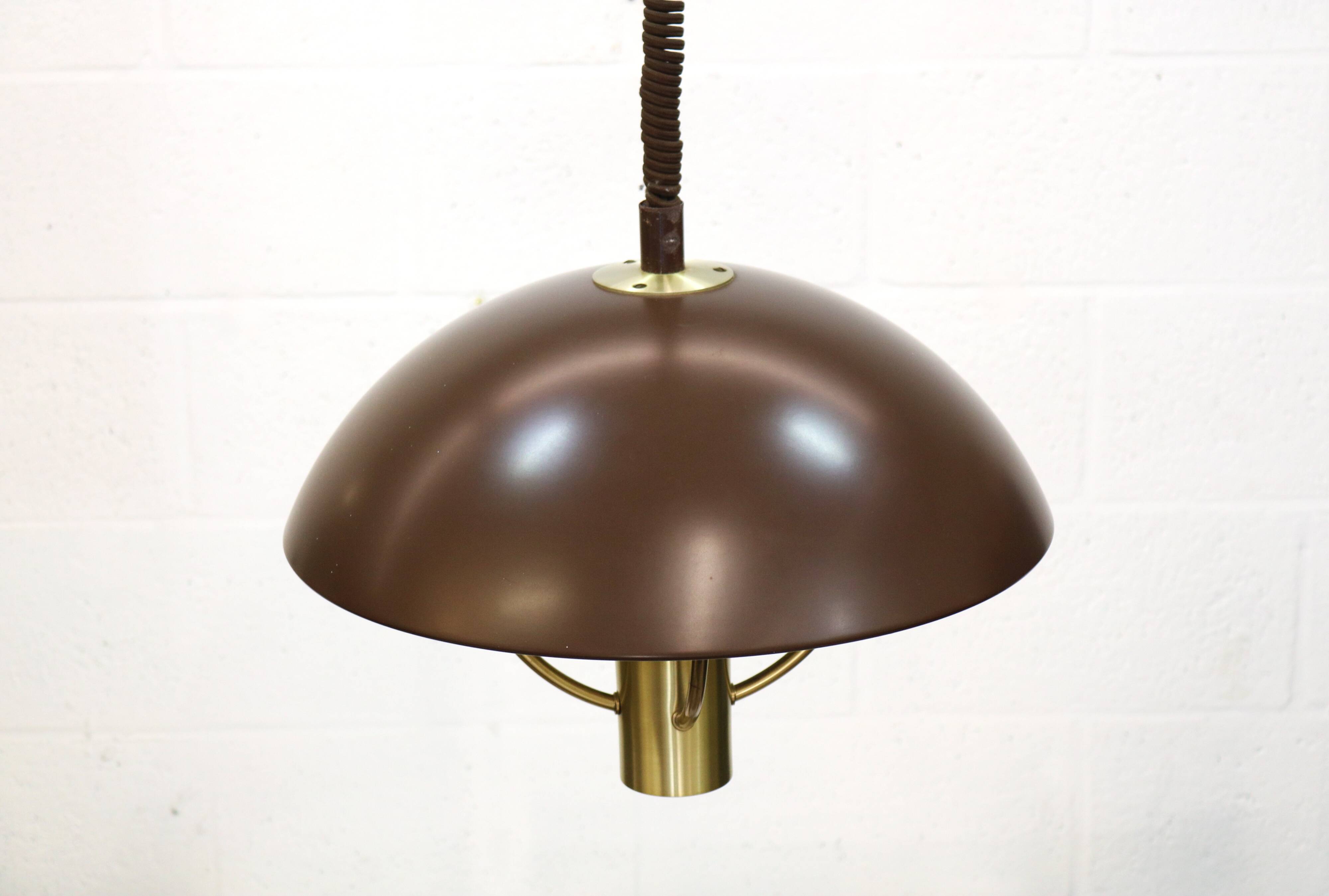 Fog and Morup Mid Century Modern Brass Pendant Lamp, Danish 1960s Brown XL