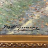 “Shepherd and his flock”, watercolor on paper, signed Maurice Hagemans