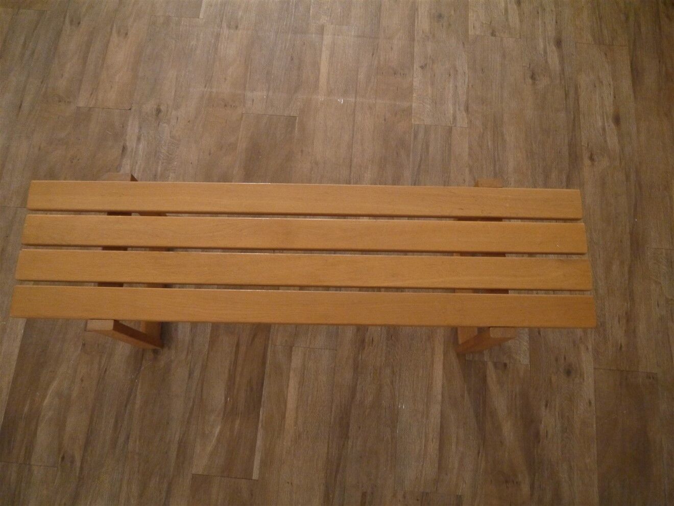 Vintage wooden slat bench 1970