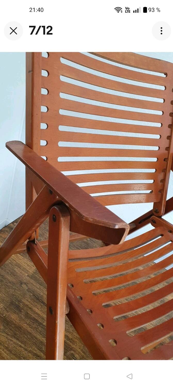 REX folding armchair by designer Niko KRALJ, 1950s, compass legs