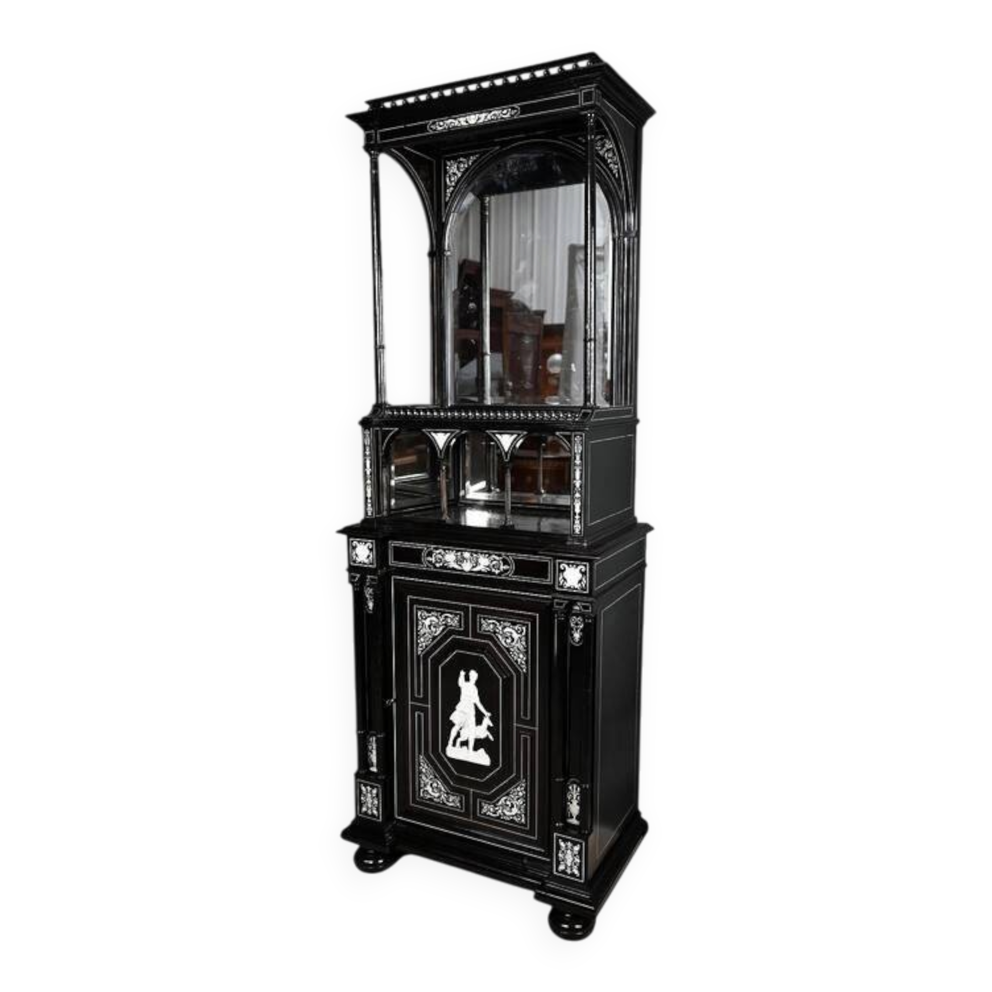 Display Cabinet in Blackened Pear Wood, Napoléon III period – 2nd half of the 19th century