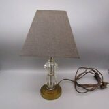 Antique art deco lamp in brass and crystal