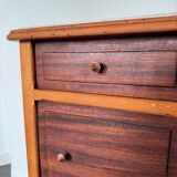 Table de chevet vintage en bois avec plateau en marbre
