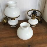 Pair of brass and opaline sconces