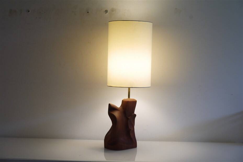 Scandinavian teak monoxyl lamp 1960