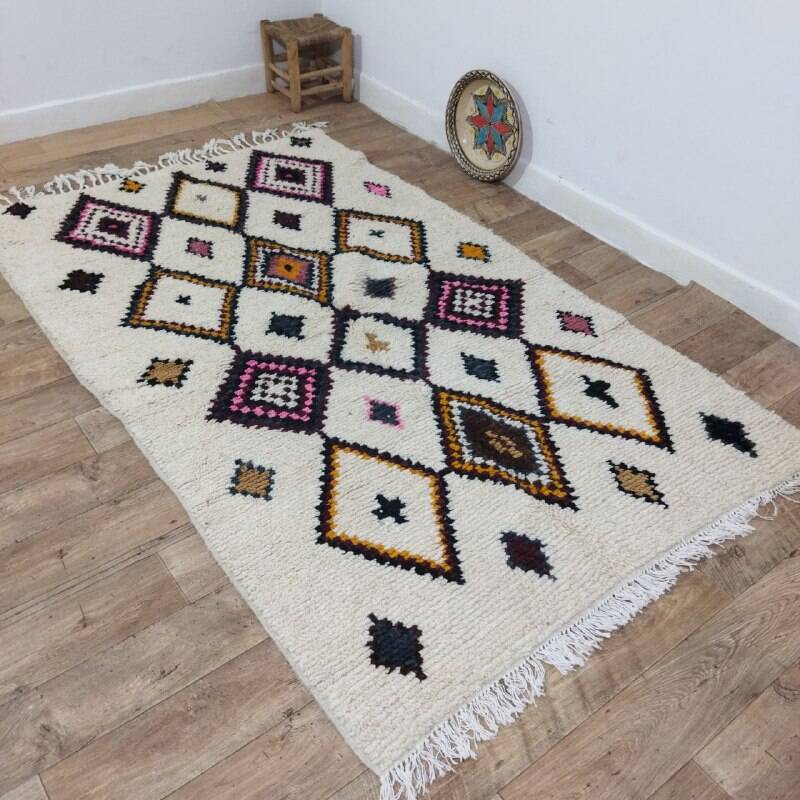 Handmade wool Berber rug 240x148 cm