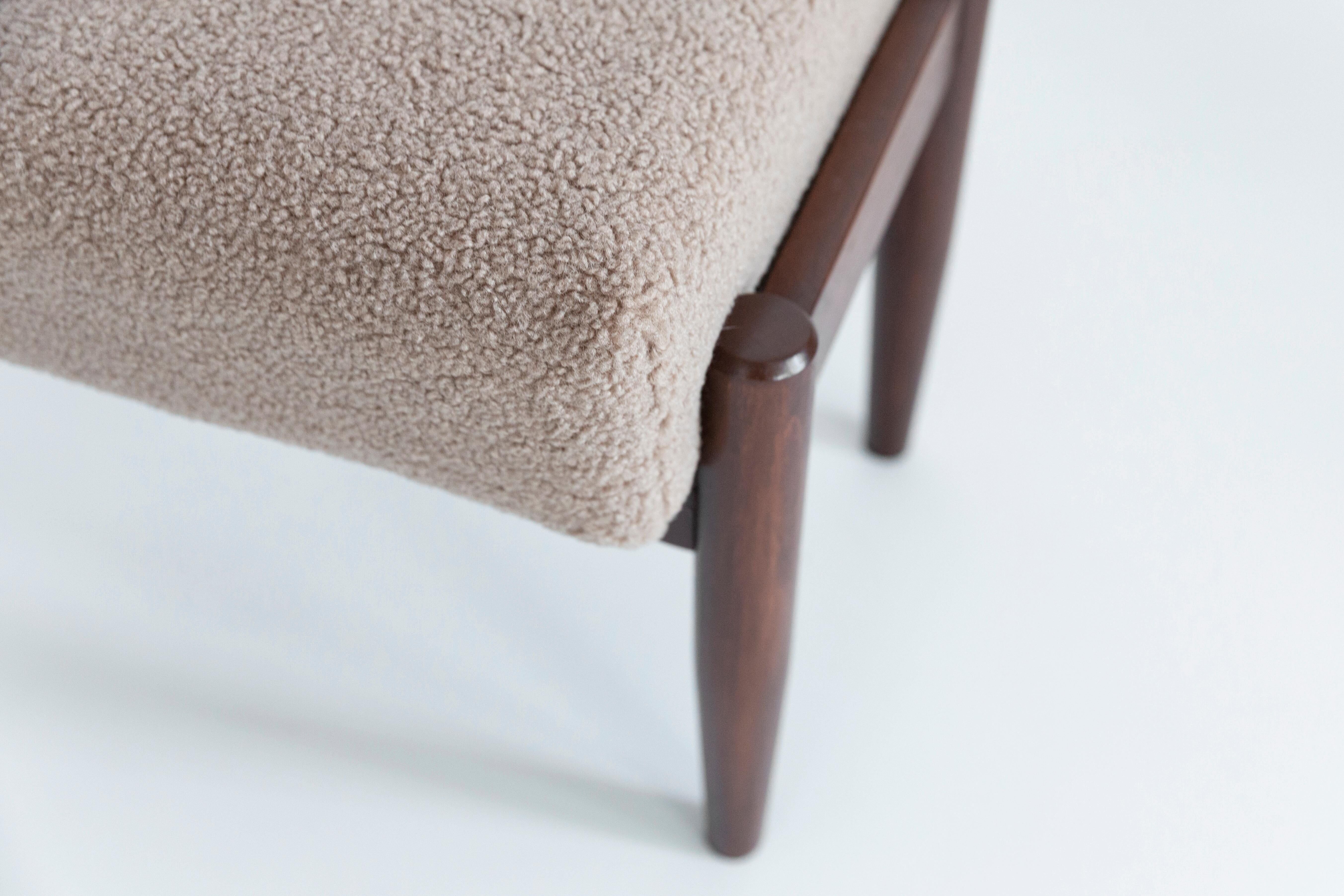 Vintage camel bouclé stool mid-century, Edmund Homa, 1960s