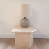 Vintage enamelled stoneware lamp with rope lampshade