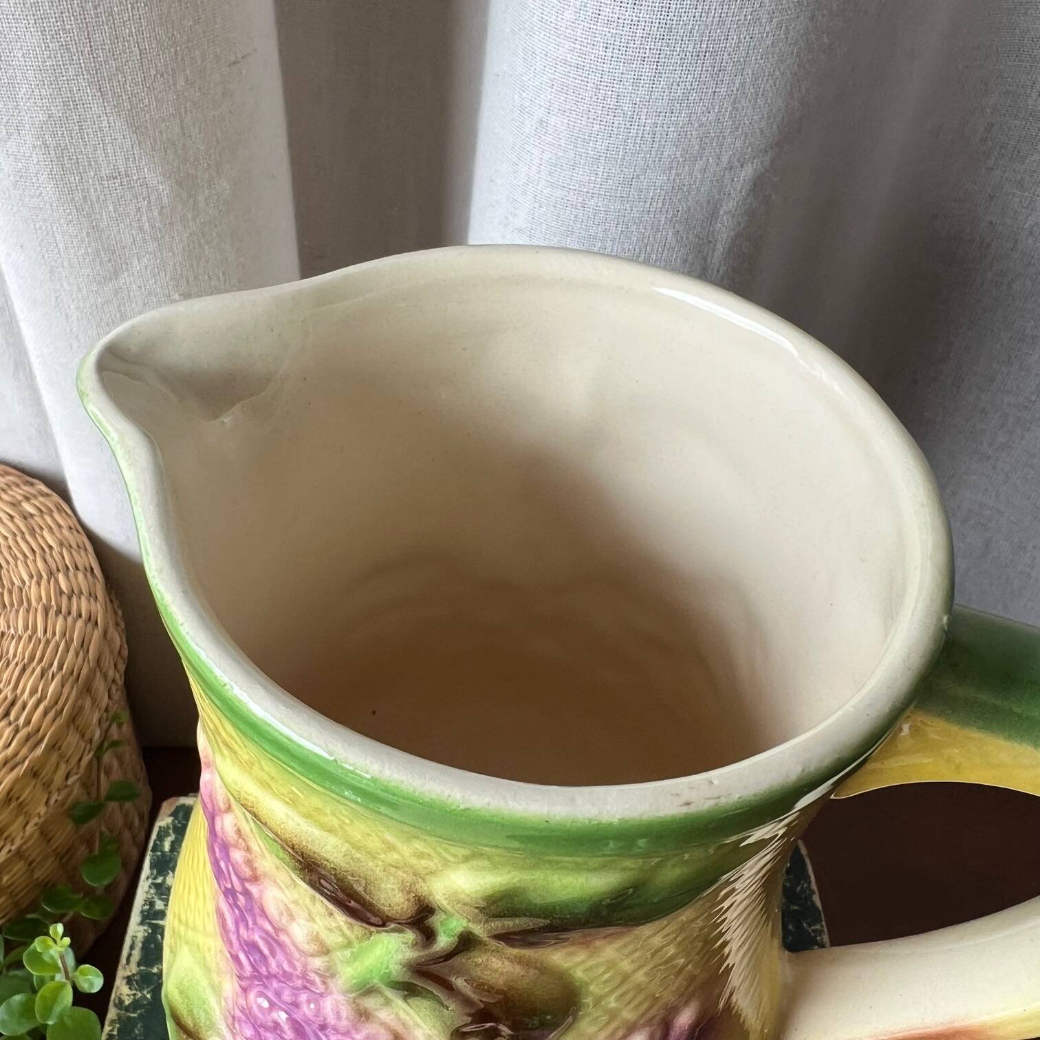 Antique St. Clement "Lilac" earthenware pitcher