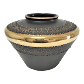 Vase céramique noir et or west germany design vintage