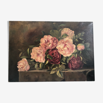 Bouquet of peonies - French school of the xiX century - P.SELVE