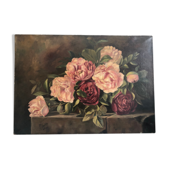 Bouquet of peonies - French school of the xiX century - P.SELVE