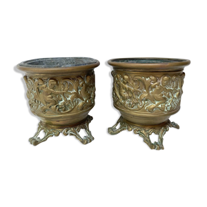 Paire de caches pots en laiton