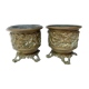 Pair of caches pots in brass repelled nineteenth century