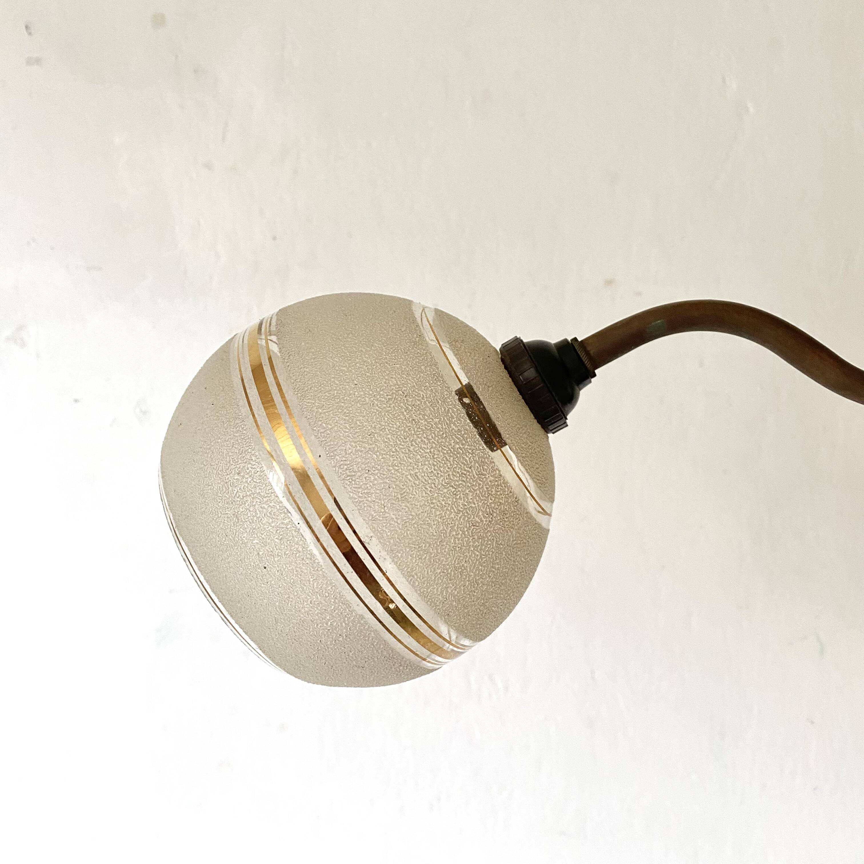 Antique swan neck wall sconce, frosted glass globe