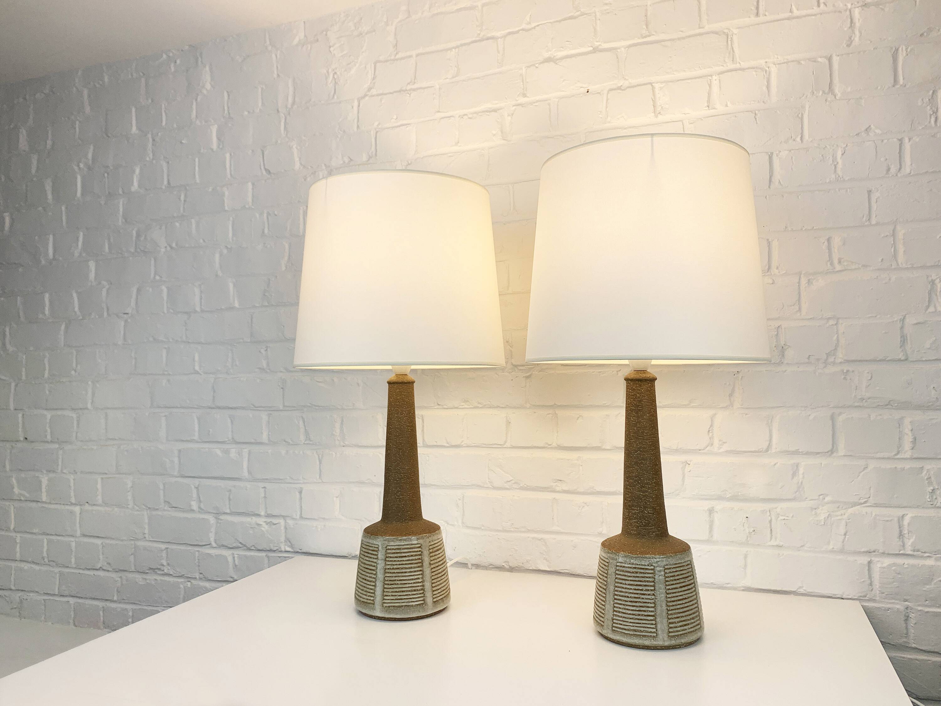 Pair of ceramic table lamps by Esben Klint, Palshus, Denmark, 1960.
