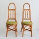 Paire de chaises hautes Italiennes en bambou et rotin 1960s