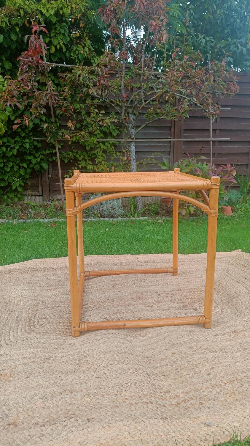 Vintage rattan and wicker coffee table