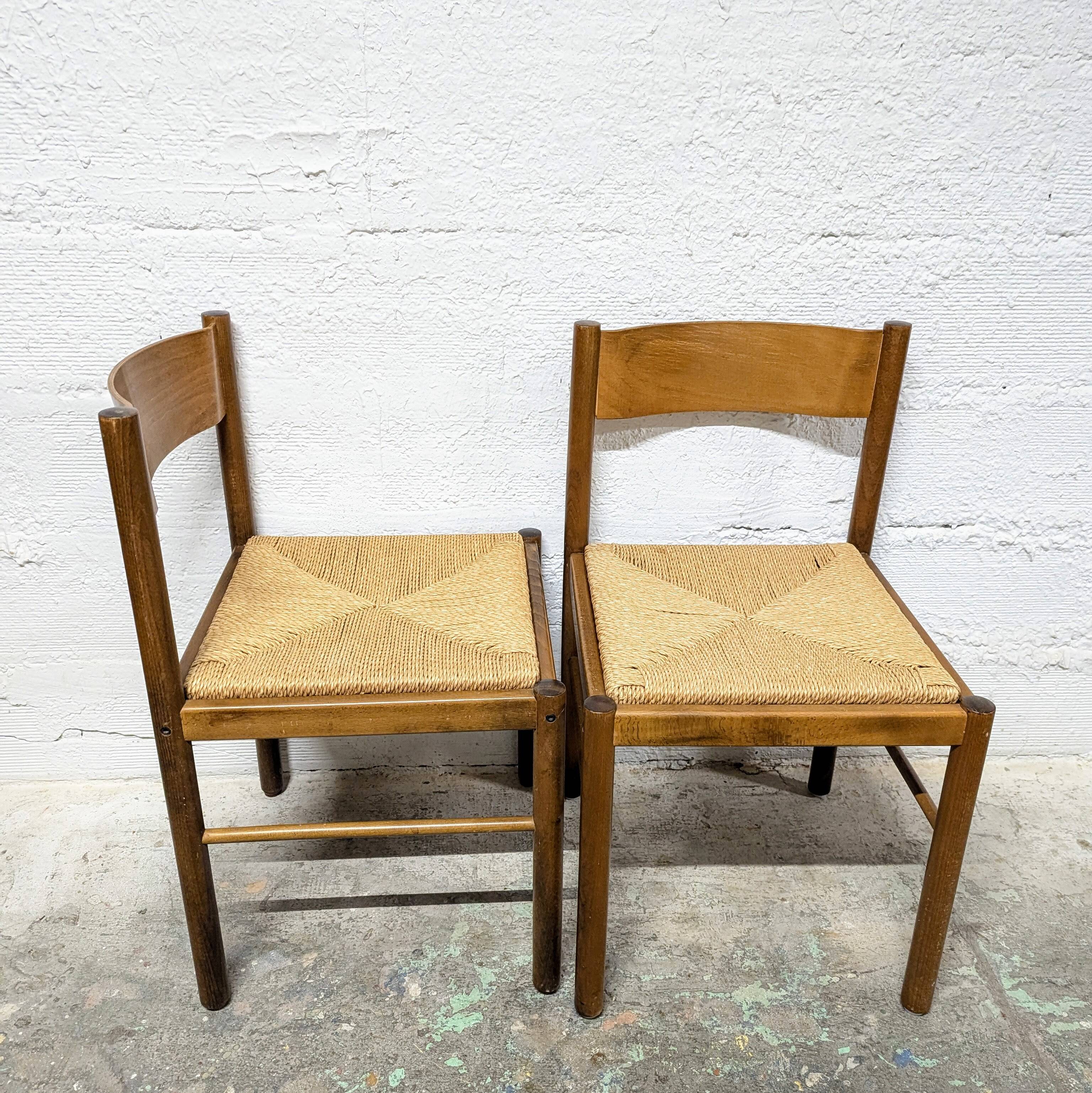 Pair of wooden and rope chairs