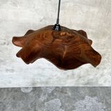 Large pendant light in corrugated teak leaf (Large D:60 H:20)