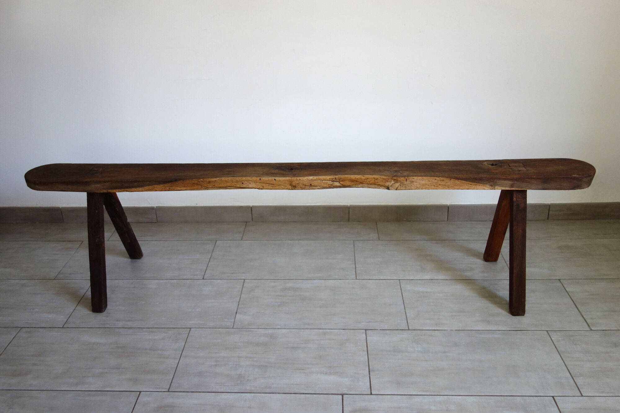 Primitive oak bench late 19th century