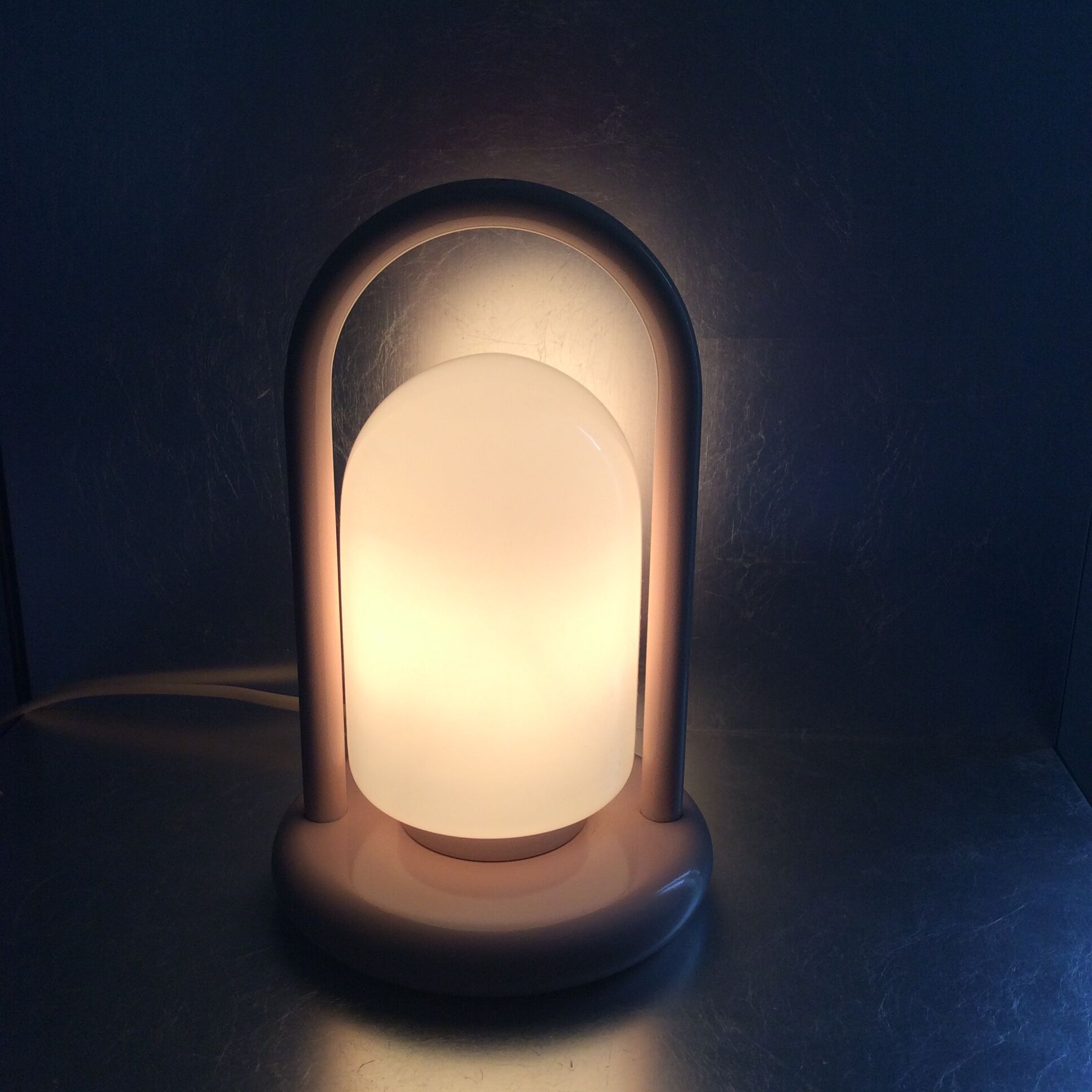 Vintage 70s metal and opaline lamp