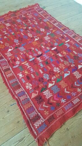 Ethnic bohemian red berber rug 142x101cm