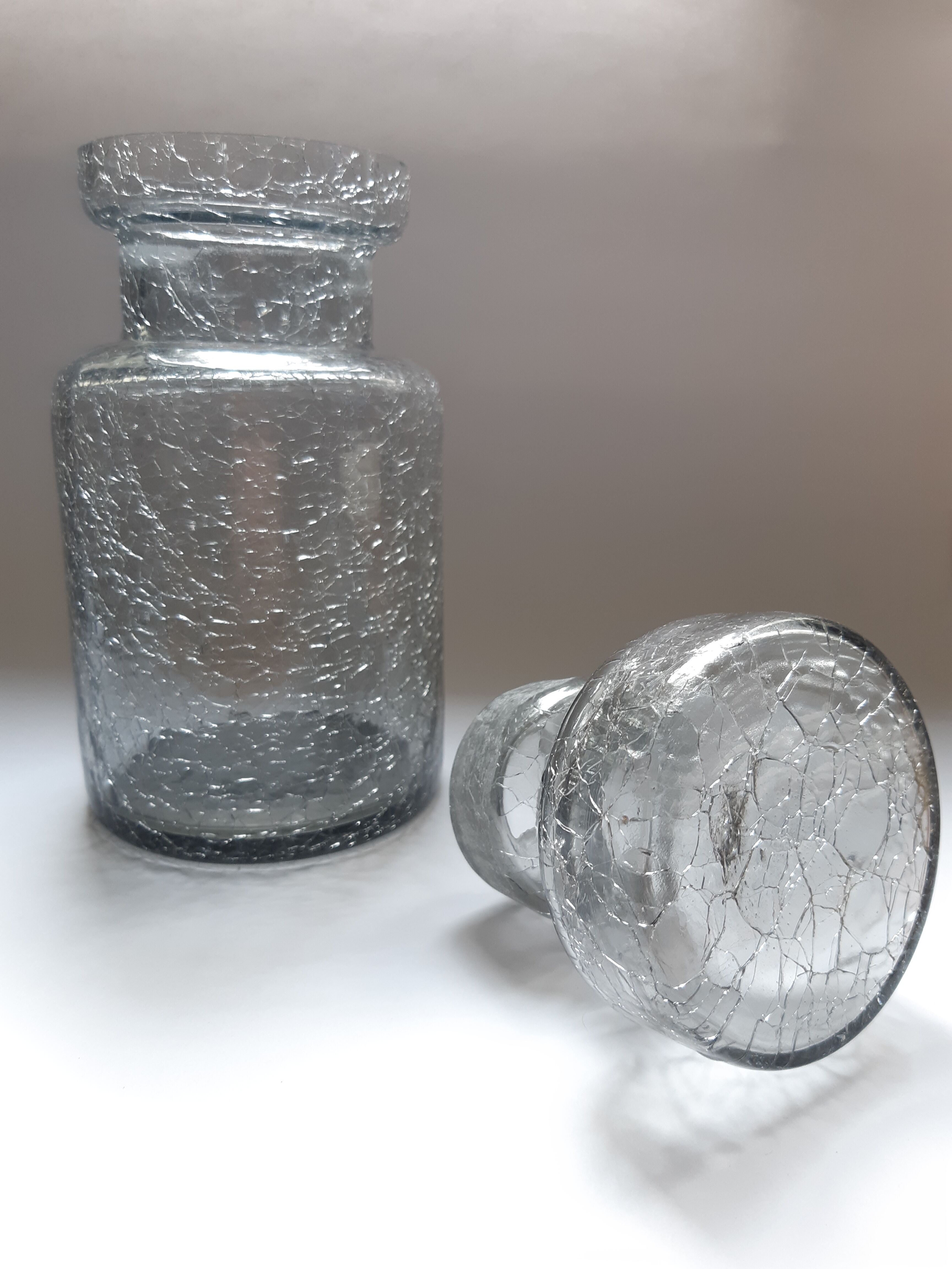 Apothecary bottle cracked glass