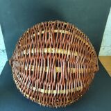 Basket of popular art in wicker – Handle carved with snakes – 20th century