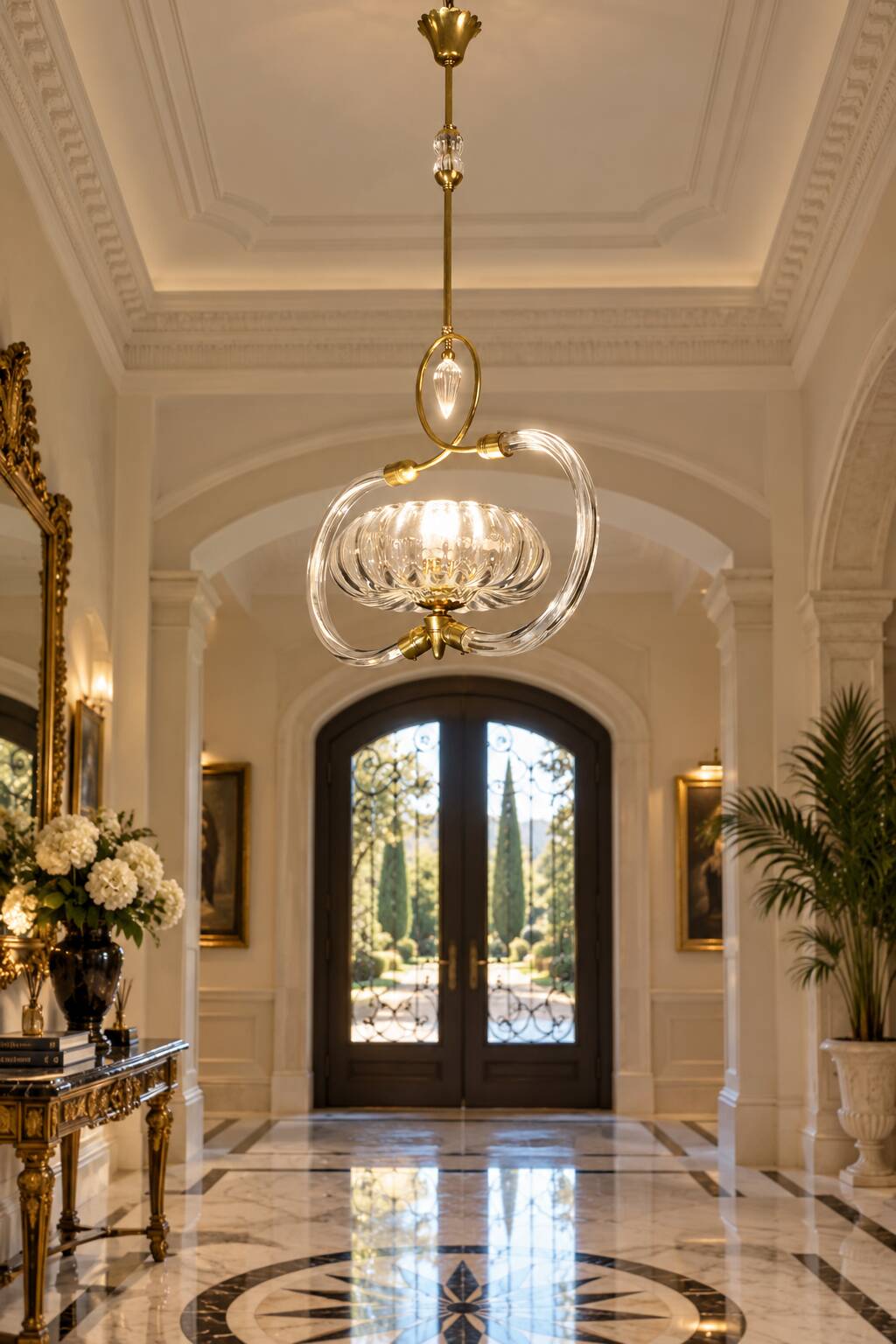 Amazing Art Decò Clear Murano Glass Chandelier by Seguso, 1940s