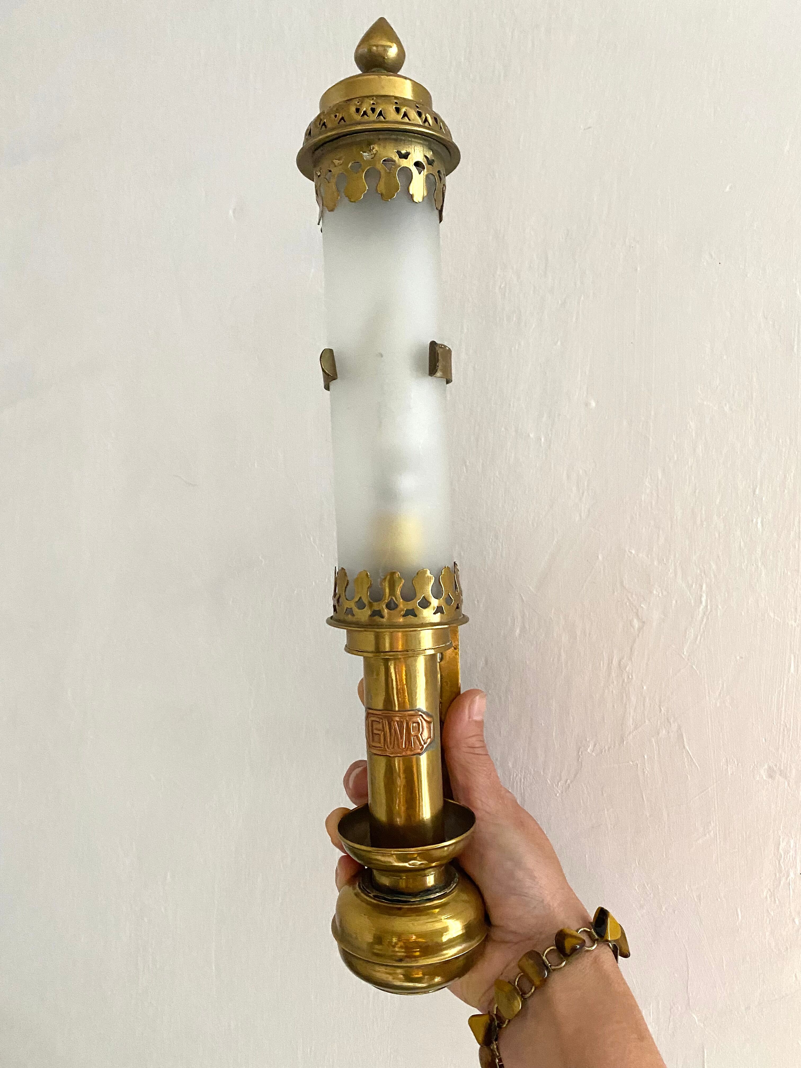 Antique brass train wall lamp