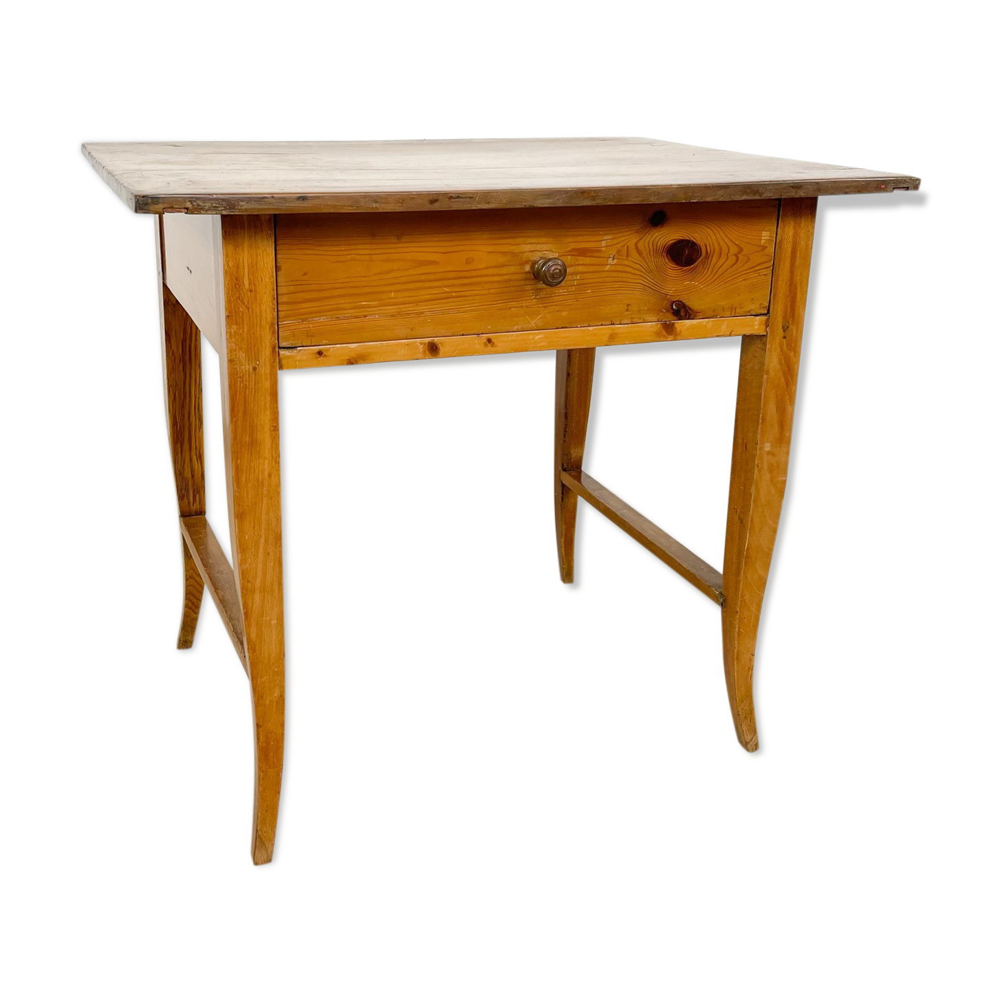 table d’appoint antique en bois d’orme avec tiroir