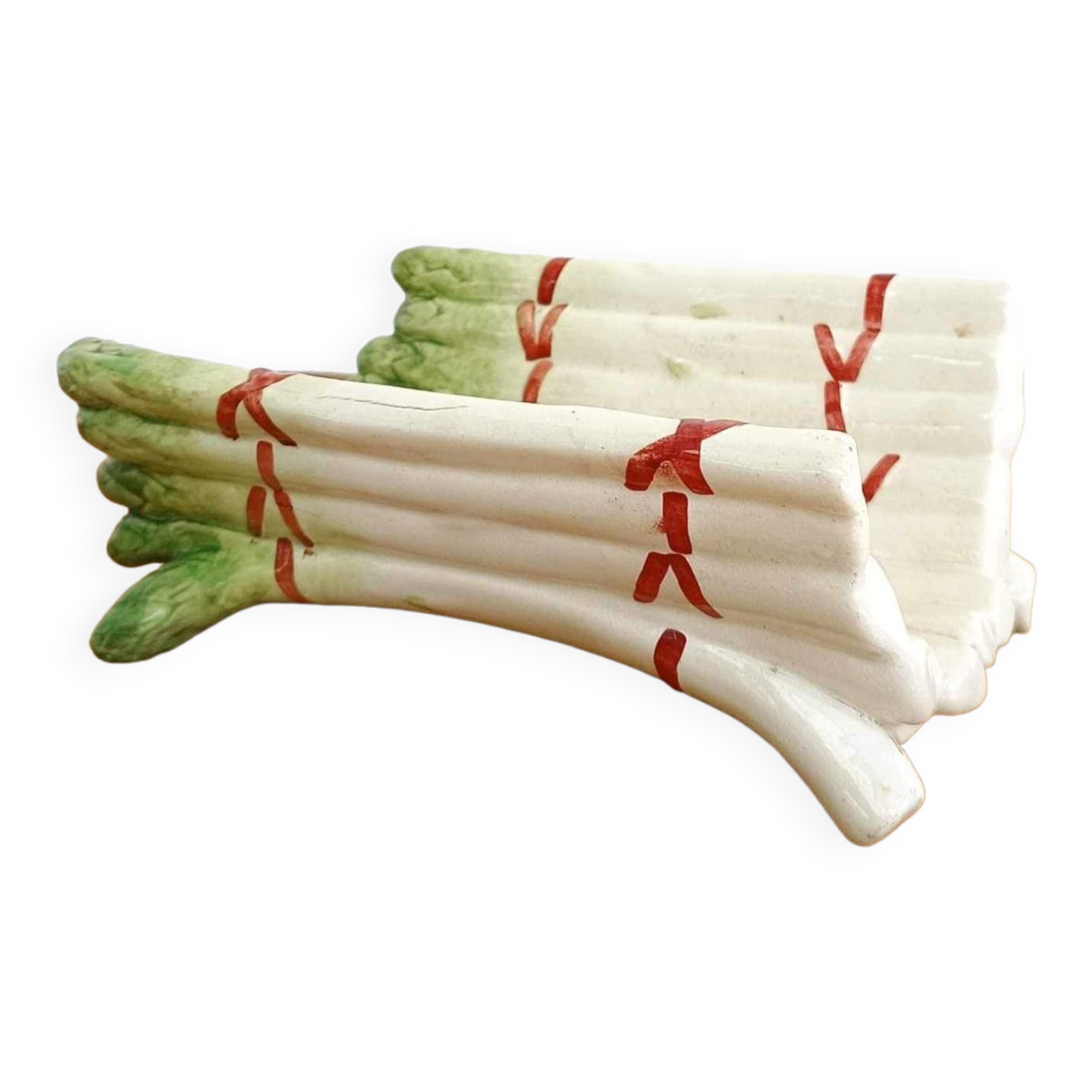 Asparagus dish in Sarreguemines barbotine