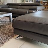 Canapé 3 places & pouf en cuir Roche Bobois