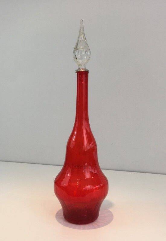 Grande bouteille design en verre rouge