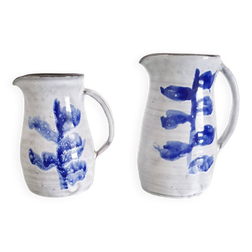 Set of 2 Rochehaut ceramic pitchers (Belgium)