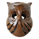 Stoneware owl candle holder