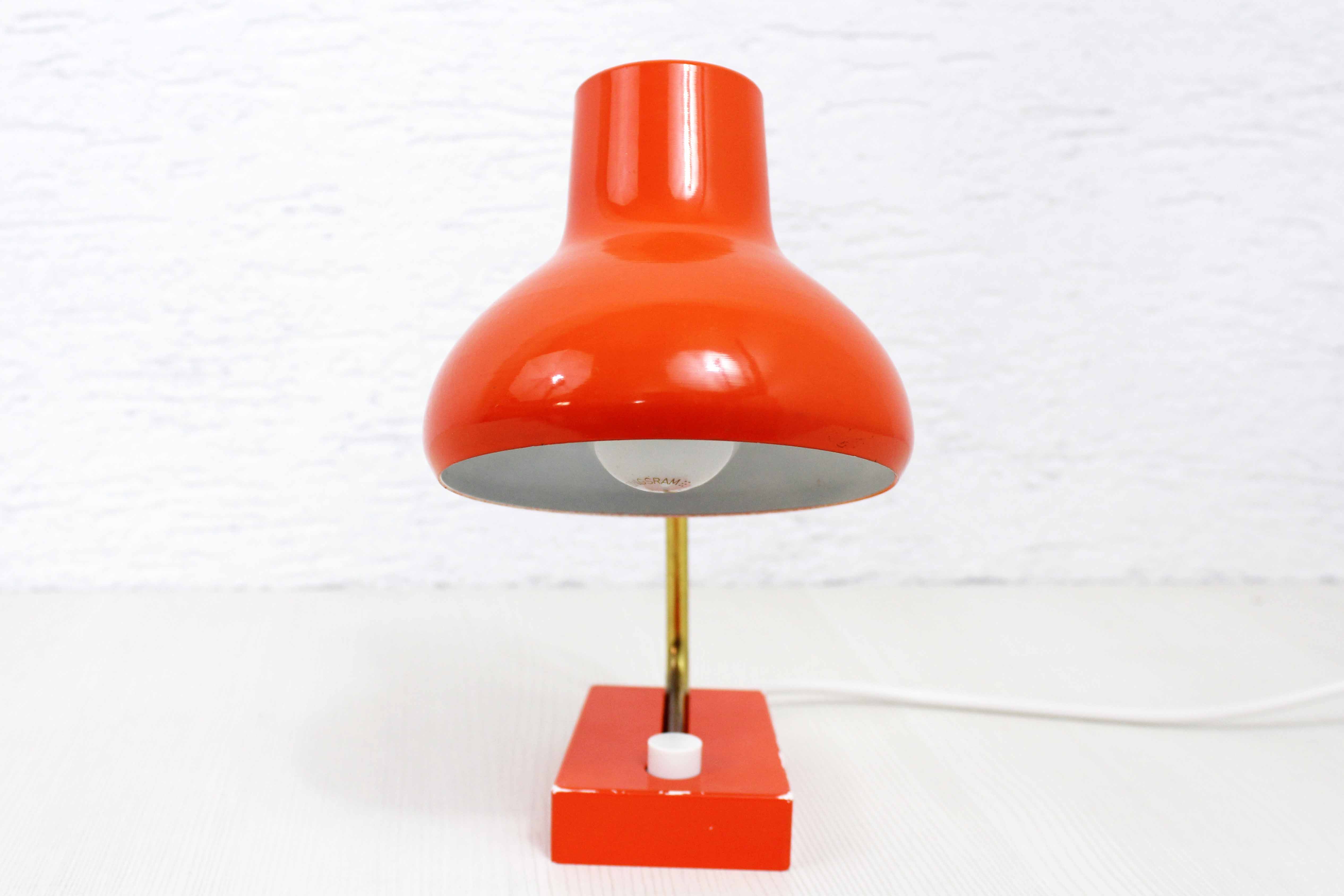 Vintage lamp in orange metal